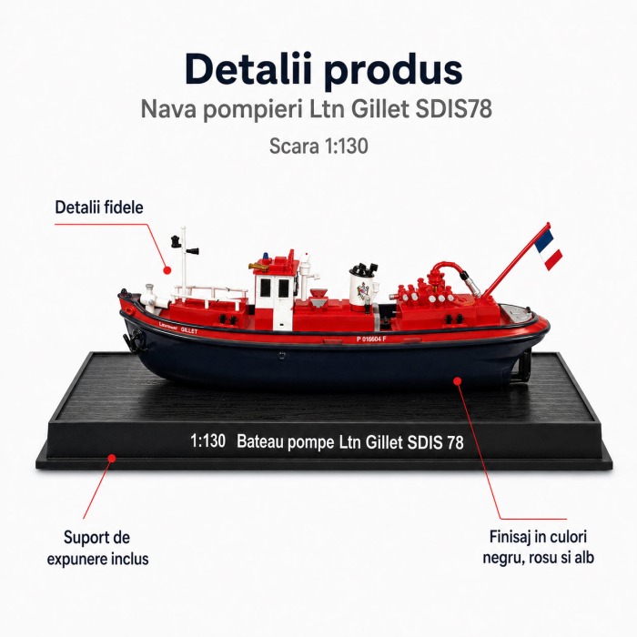 Macheta nava pompieri Ltn Gillet SDIS78 Franta, scara 1:130, Atlas [3]