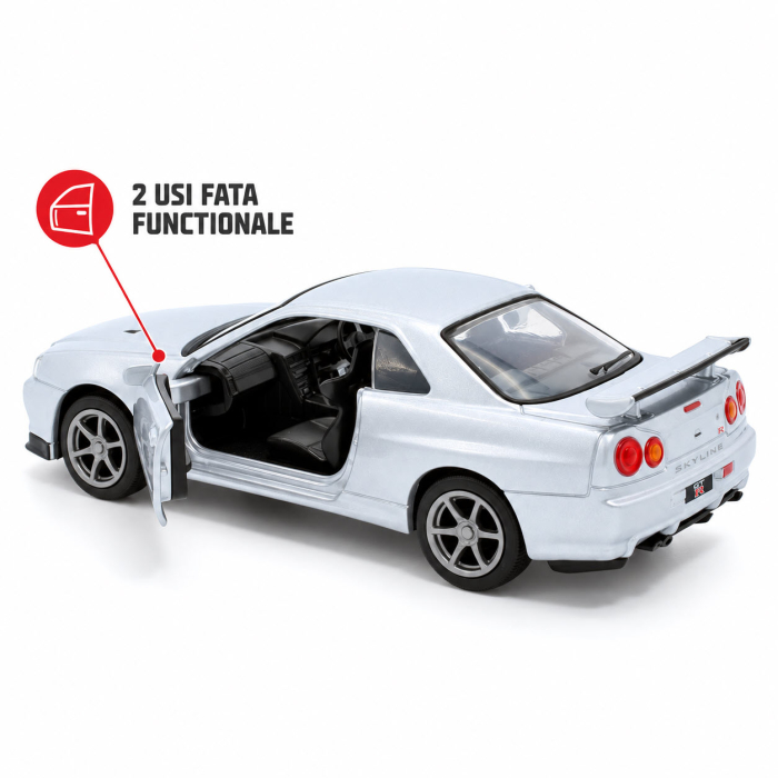 Macheta Nissan GT-R34 V-Spec II Argintiu, scara 1:36, Tayumo [5]