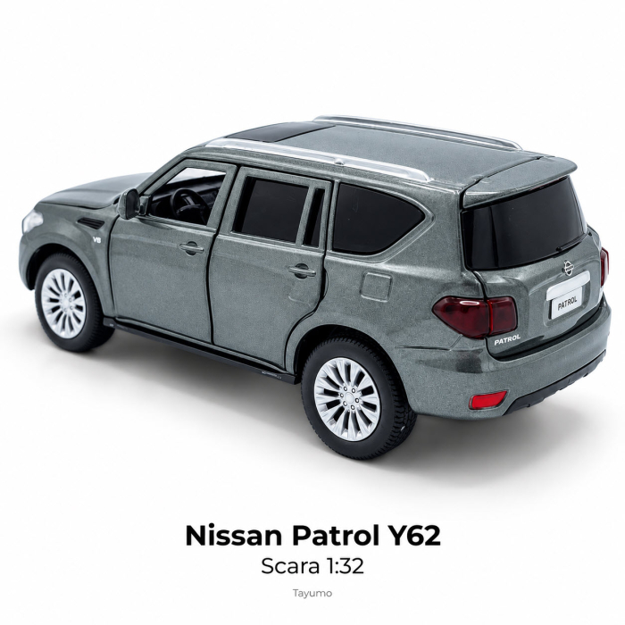 Macheta Nissan Patrol Y62 Gri, Lumini, Sunet si Pull-Back, Scara 1:32, Tayumo [5]