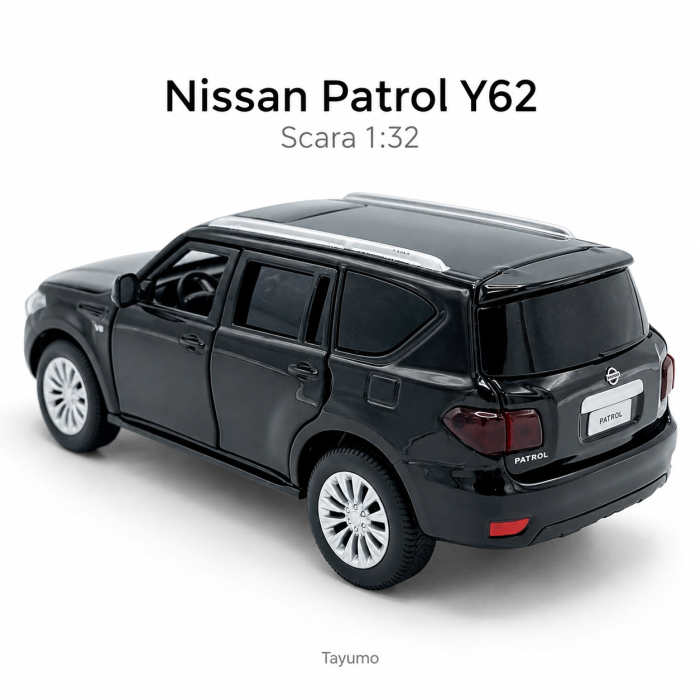 Macheta Nissan Patrol Y62 negru, lumini, sunet si pull-back, scara 1:32, Tayumo [5]