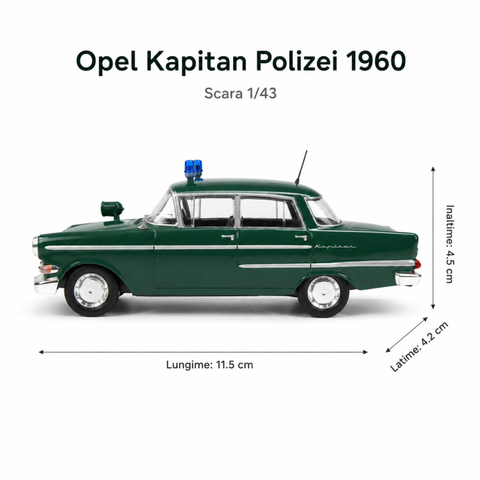 Macheta Opel Kapitan Polizei 1960 verde, scara 1:43, DeAgostini, blister [2]