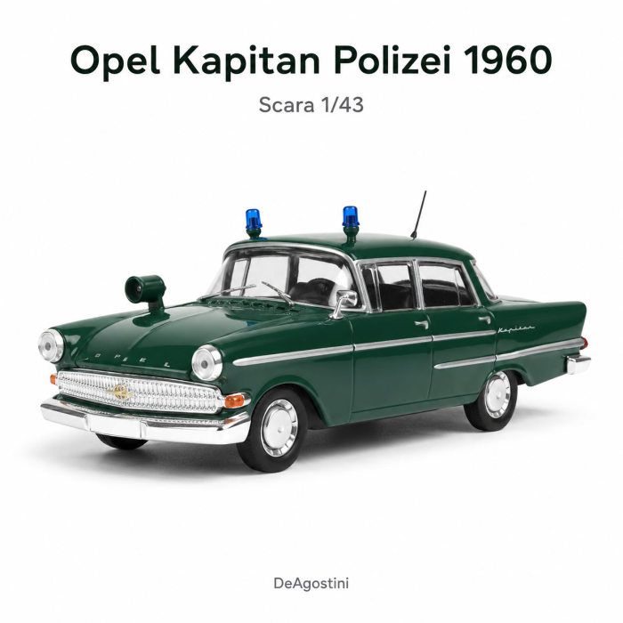 Macheta Opel Kapitan Polizei 1960 verde, scara 1:43, DeAgostini, blister [1]