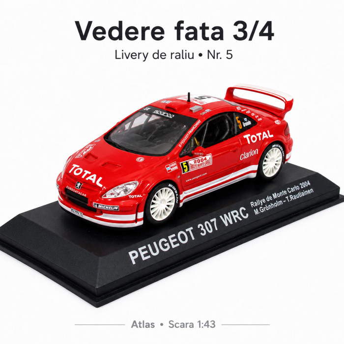 Macheta Peugeot 307 WRC Rally Monte Carlo 2004 Nr. 5, 1:43, Atlas, Rosu [2]