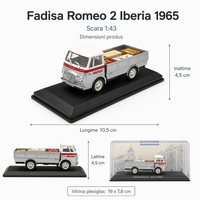 Macheta pick-up Fadisa Romeo 2 Iberia 1965, gri cu rosu, cu vitrina plexiglas, scara 1:43, Atlas [5]