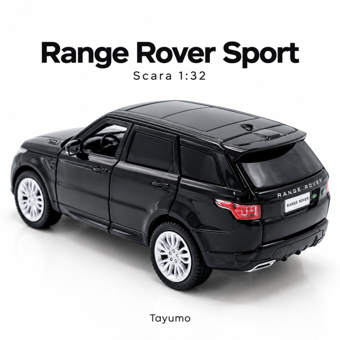 Macheta Range Rover Sport negru, lumini, sunet si pull-back, scara 1:32, Tayumo [5]