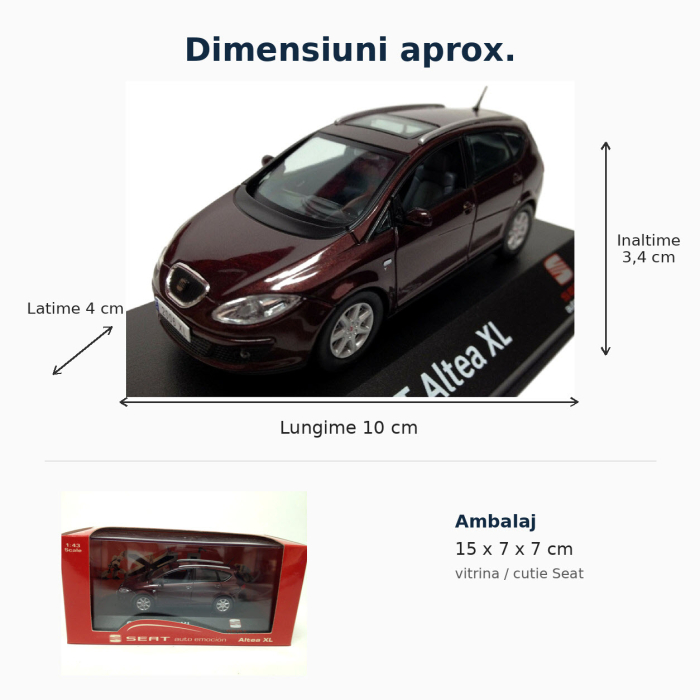Macheta Seat Altea XL 2009 1:43 Fischer – Dealer Model, visiniu metalizat [2]
