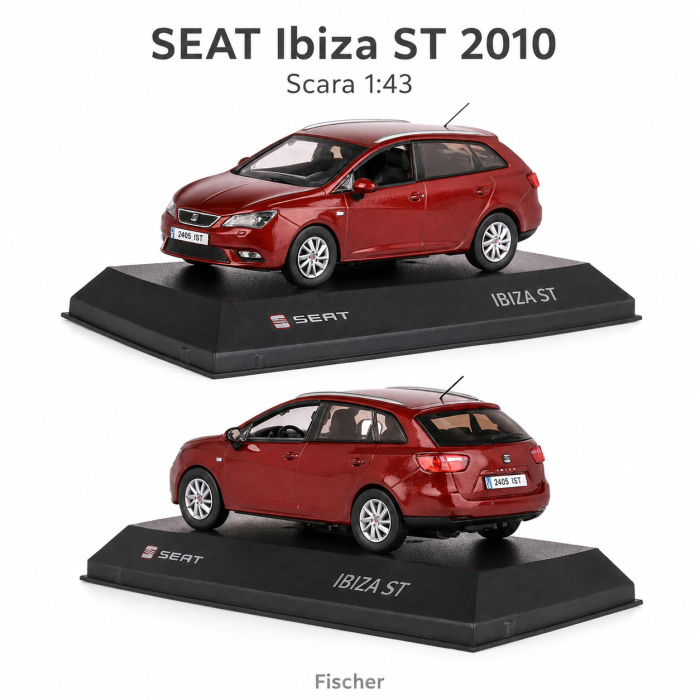 Machetă Seat Ibiza ST 2010 1:43 Fischer – Dealer Model, vișiniu [5]