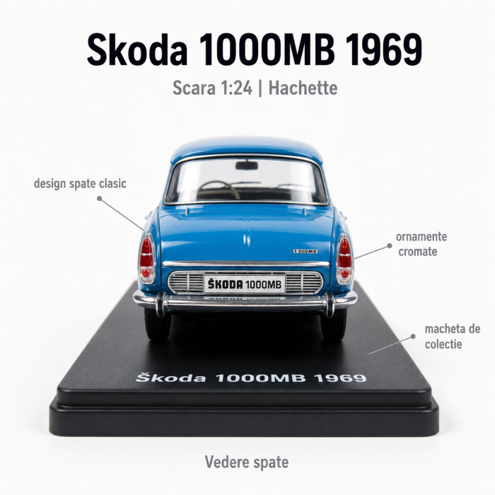 Macheta Skoda 1000MB 1969, albastru, scara 1:24, Hachette [4]