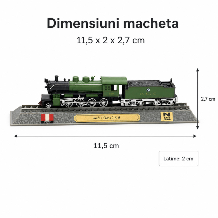 Macheta statica locomotiva Andes Class 2-8-0 1:160 N, Del Prado, verde cu negru [3]
