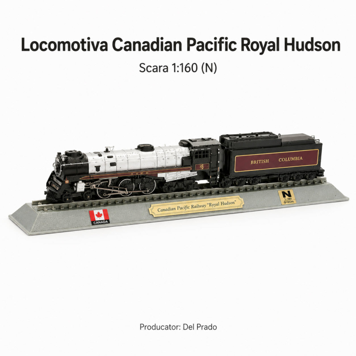 Macheta statica locomotiva Canadian Pacific Royal Hudson 1:160 N, Del Prado, negru cu argintiu [2]