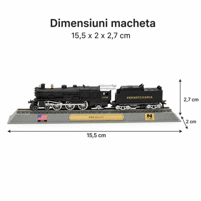 Macheta statica locomotiva cu abur PRR K4 231 Pennsylvania Railroad USA, 1:160 N, Del Prado [3]