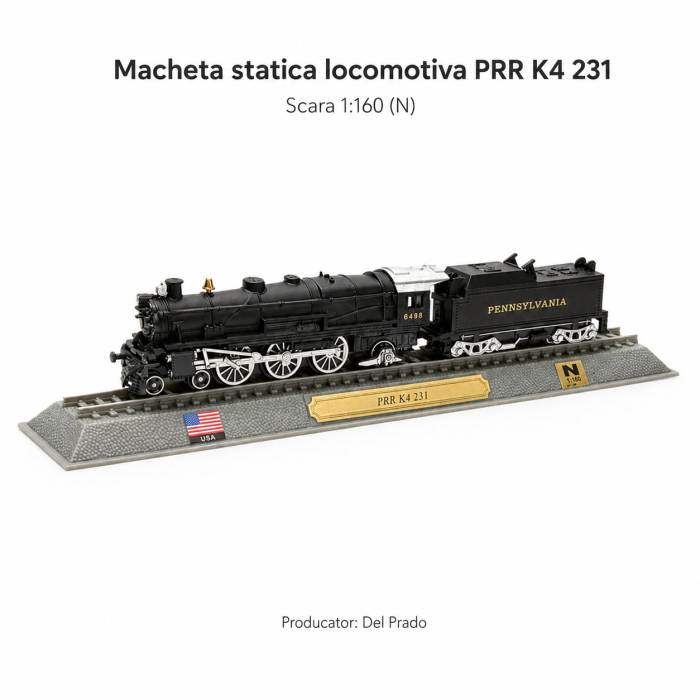 Macheta statica locomotiva cu abur PRR K4 231 Pennsylvania Railroad USA, 1:160 N, Del Prado [2]