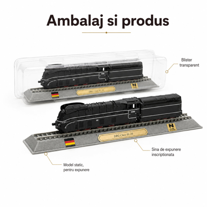 Macheta statica locomotiva DRG Class 01-10 1:160 N, Del Prado, negru [4]