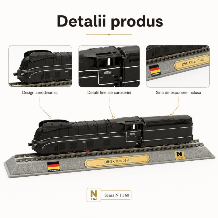 Macheta statica locomotiva DRG Class 01-10 1:160 N, Del Prado, negru [5]
