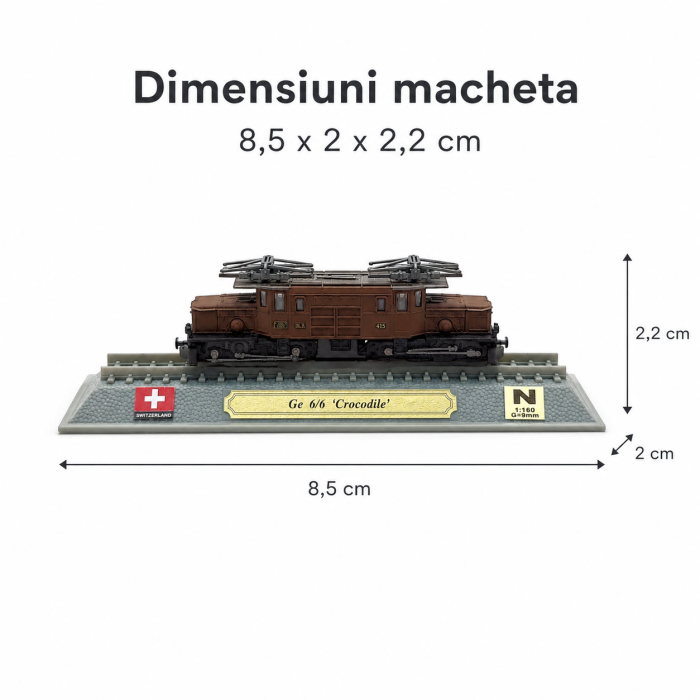 Macheta statica locomotiva RhB Class Ge 6/6 Crocodile 1:160 N, Del Prado, maro [3]