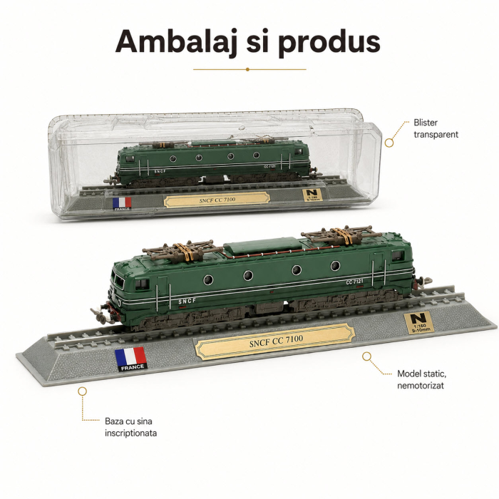 Macheta statica locomotiva SNCF CC 7100 1:160 N, Del Prado, verde [5]