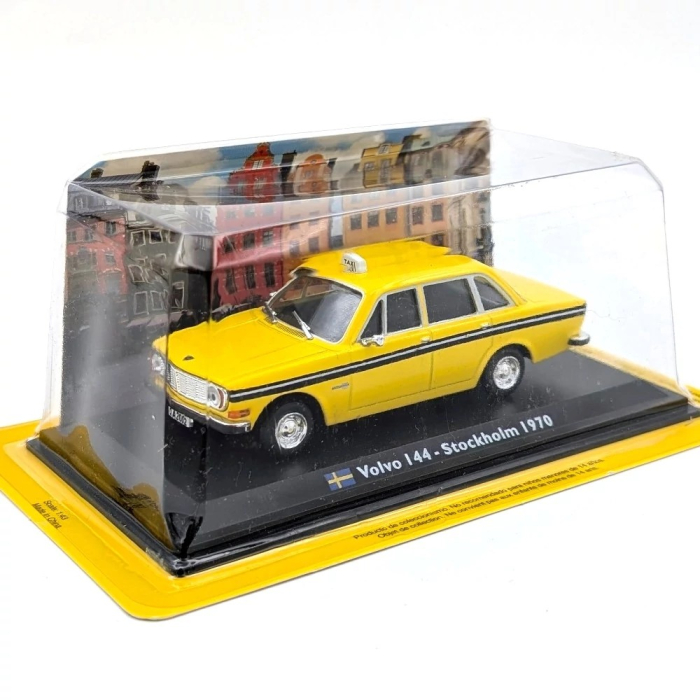 Macheta Taxi Volvo 144 Stockholm 1970, scara 1:43, galben-negru, Atlas [5]