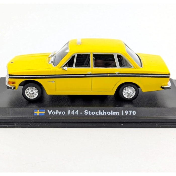 Macheta Taxi Volvo 144 Stockholm 1970, scara 1:43, galben-negru, Atlas [4]