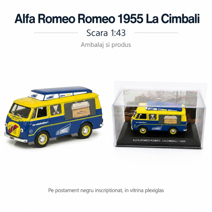 Macheta van Alfa Romeo Romeo 1955 La Cimbali, scara 1:43, albastru cu galben [2]