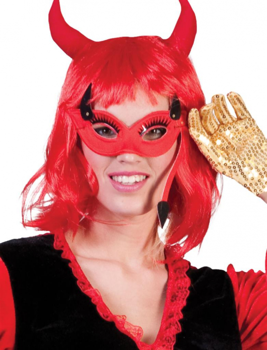 MASCA PETRECERE  HALLOWEEN - DIAVOLITA, ROSIE, MARIME UNIVERSALA ADULTI [2]