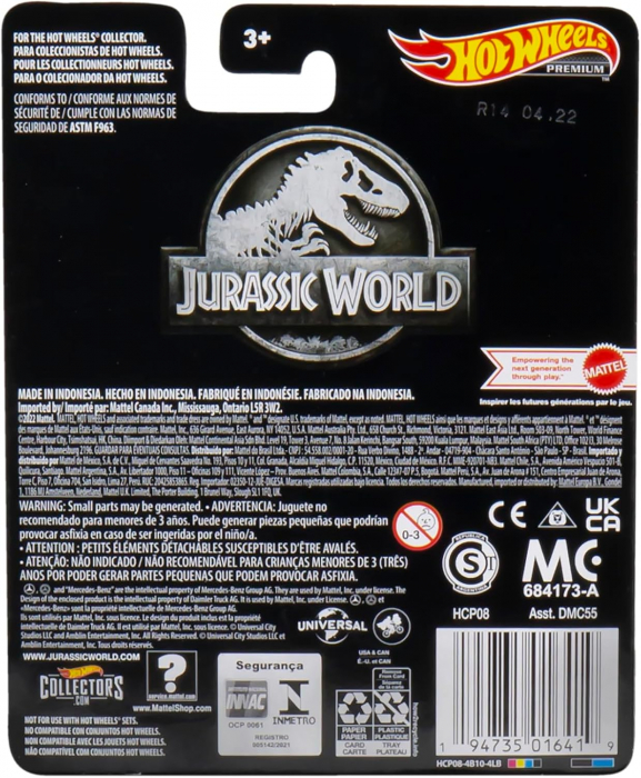 Masinuta Hot Wheels Premium, Jurassic World, Mercedes-Benz Unimog U 1300L, HCP08, scara 1:64 [5]