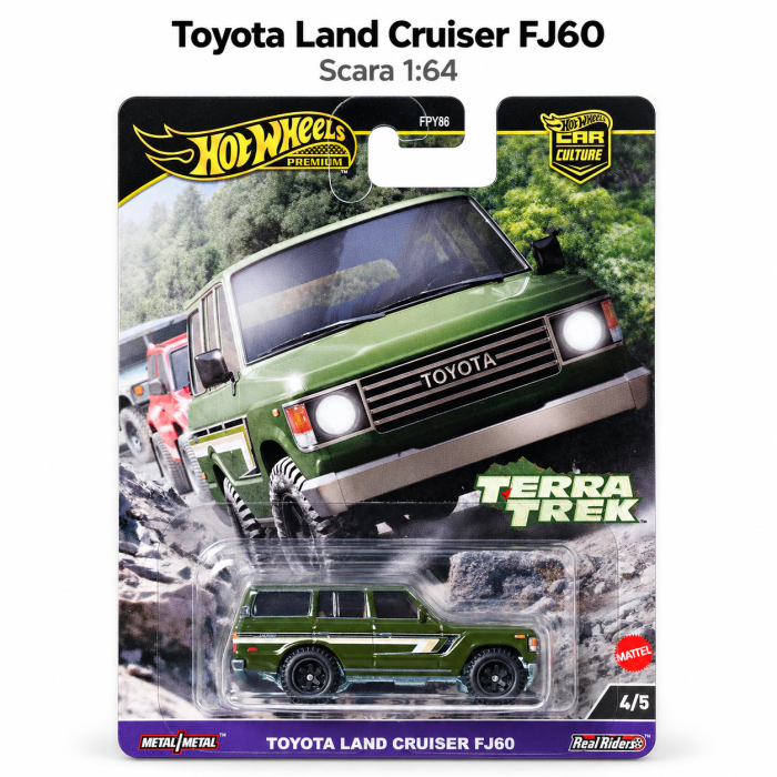 Masinuta metalica Hot Wheels Premium Toyota Land Cruiser FJ60 Terra Trek, scara 1:64, verde [3]