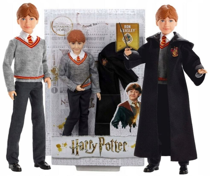 Mattel Harry Potter – Păpușă articulată Ron Weasley FYM52, 28 cm, cu uniformă Gryffindor și baghetă magică [6]