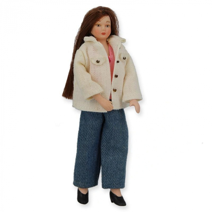 Papusa din portelan tanara cu par lung - miniatura casute de papusi [1]