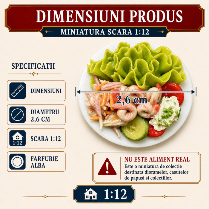 Platou salata cu legume si garnitura, miniatura 1:12 pentru casute de papusi [2]