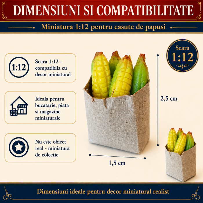 Punga de cumparaturi cu porumb, miniatura 1:12 pentru casute de papusi [2]