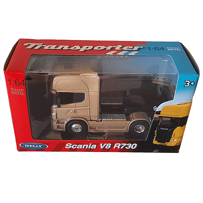 Macheta Camion  Scania V8 R730 2 axe auriu scara 1:64 Welly [2]