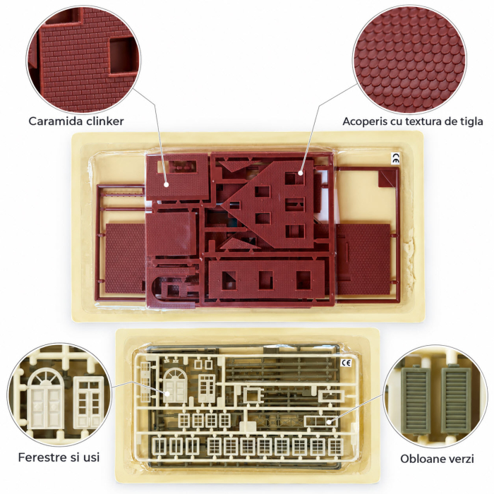 Set 2 Blistere Macheta Casa Caramida cu Garaj H0 (1:87) – Piese Structura si Tamplarie Eaglemoss (Noi, Sigilate) [3]