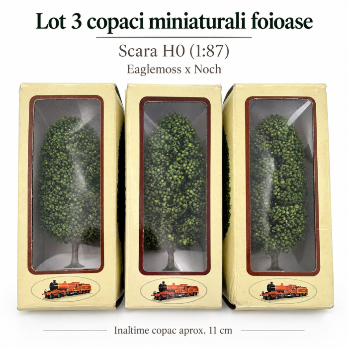 Set 3 Copaci Foioase Miniatura H0 (1:87) pentru Diorama – Accesorii Noch Eaglemoss (Noi, Ambalaj Deformat) [2]