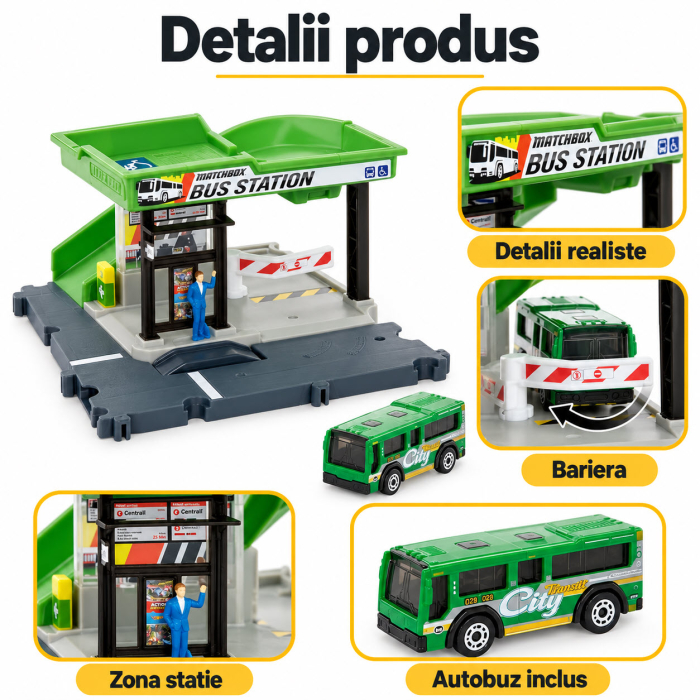 Set de joaca Matchbox Action Drivers Statia de Autobuz cu autobuz inclus, scara 1:64 [5]