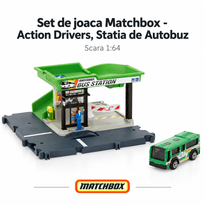 Set de joaca Matchbox Action Drivers Statia de Autobuz cu autobuz inclus, scara 1:64 [2]