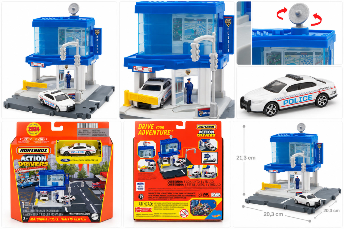 Set de joaca Matchbox Action Drivers Statie de Politie cu Ford Police Interceptor, scara 1:64 [2]