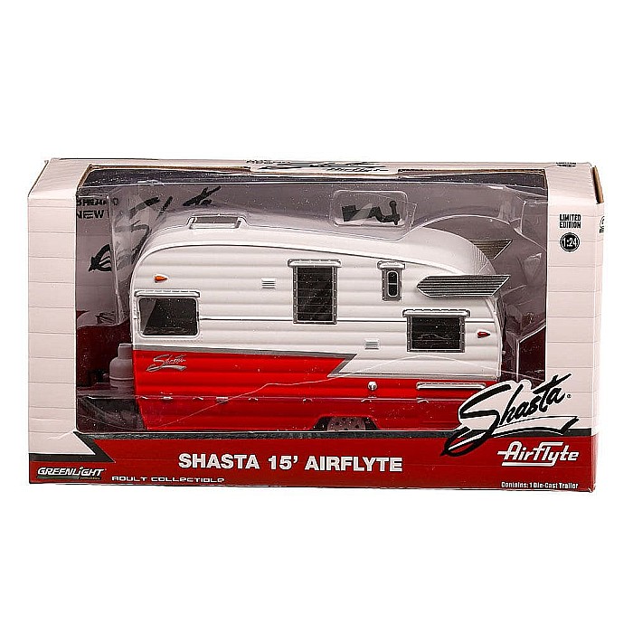 MACHETA RULOTA SHASTA AIRFLYTE 1961 rosu/alb SCARA 1/24 GREENLIGHT [4]