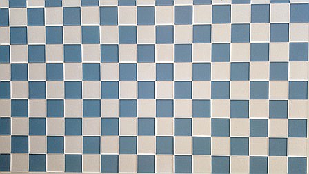 Decor pentru perete 3D cu model de placi de faianta in sah - bleu cu alb [1]