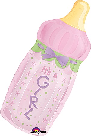 BALOANE SUPERSHAPE SI JUMBO - Balon in forma de biberon roz SuperShape XL- folie metalizata