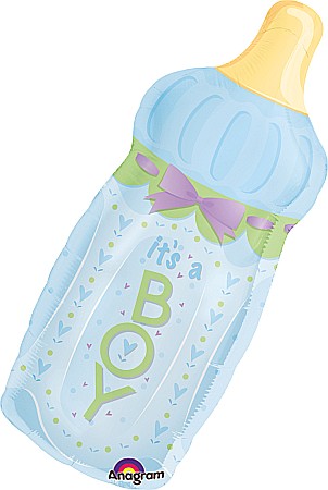 BALOANE SUPERSHAPE SI JUMBO - Balon in forma de biberon albastru SuperShape XL - folie metalizata