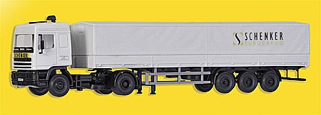 Camioane - Camion DAF cu semiremorca cu prelata SCHENKER H0 KIBRI 14638
