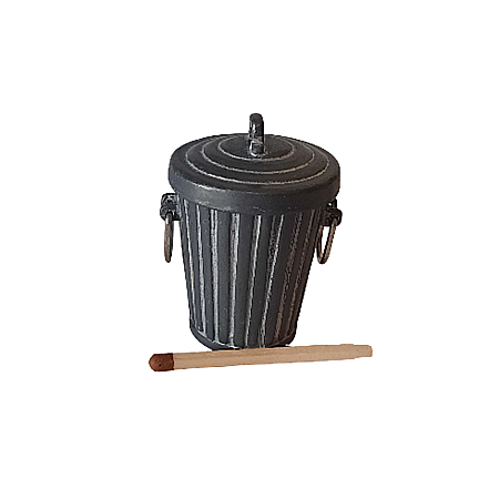 Accesorii diverse casuta Papusi - Cos mare clasic de gunoi cu capac metal - miniatura casute papusi