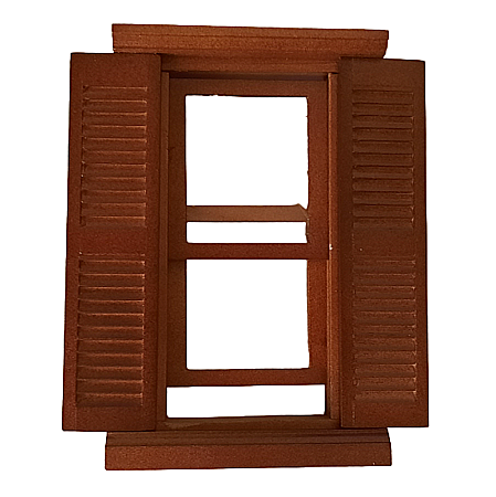 Accesorii si Materiale pentru Casuta Papusi - Fereastra din lemn nuc - miniatura casute de papusi
