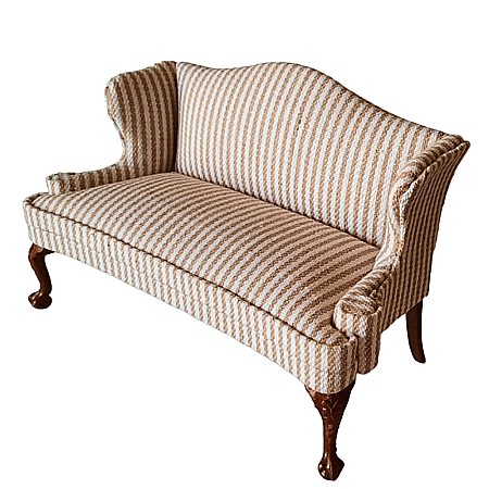 DINING ROOM / LIVING ROOM- mobilier si accesorii - Canapea Victoriană Lemn Nuc: Eleganță pentru Casuțe de Păpuși