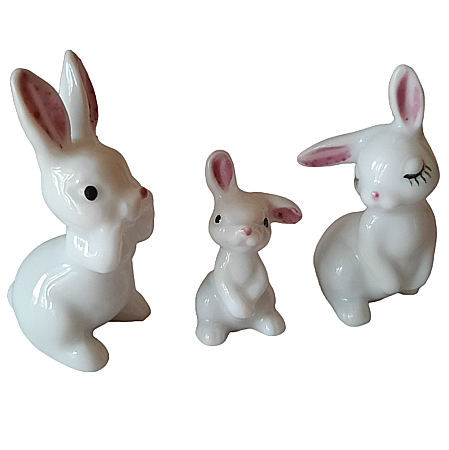 GRADINA - mobilier, decoratiuni si accesorii miniaturi papusi - Familie de iepurasi din portelan - miniaturi casute de papusi