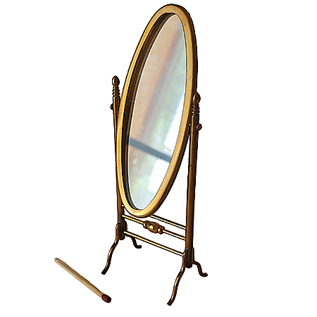 DORMITOR - mobilier si accesorii miniaturi papusi - Oglinda ovala de podea  antichizata - miniatura casute papusi