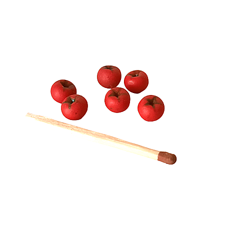 BUCATARIE - mobila, vase, ustensile, mancare, aparatura miniaturi papusi - Rosii - set 6 buc- miniaturi casute de papusi