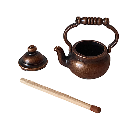 BUCATARIE - mobila, vase, ustensile, mancare, aparatura miniaturi papusi - Ceainic antichizat cu capac - miniatura casute de papusi