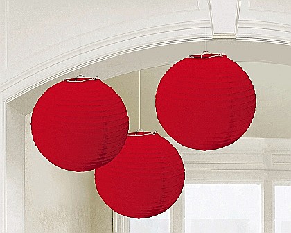 DECORATIUNI PETRECERE CARNAVAL - Glob hartie rosu - set 3 bucati - AM24055_40