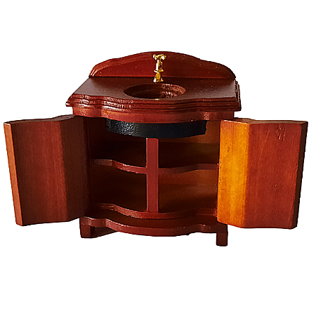 Mobilier baie din lemn - culoare cires - miniatura pentru casute de papusi [1]